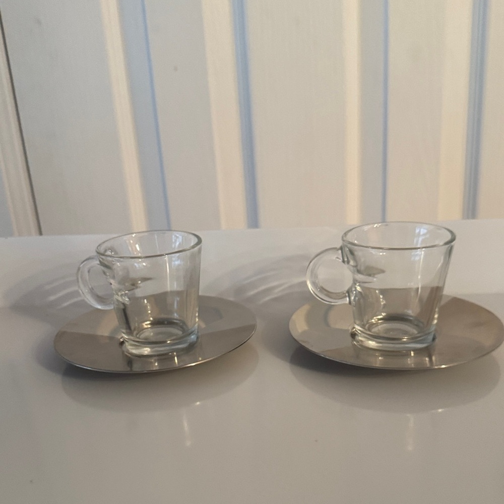 Nespresso View Collection Espresso Cups with Silver Saucers